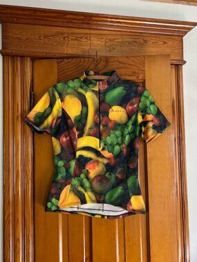 She Beest Cycling Fruit Print  Back Pouch Pockets Jersey Woman's Medium